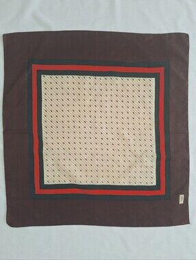 Vintange Imperial Creation Brown, Cream & Red Square Scarf - Classic Pattern